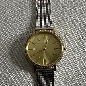Vince Camuto Gold Dial Watch with Silver Mesh Band